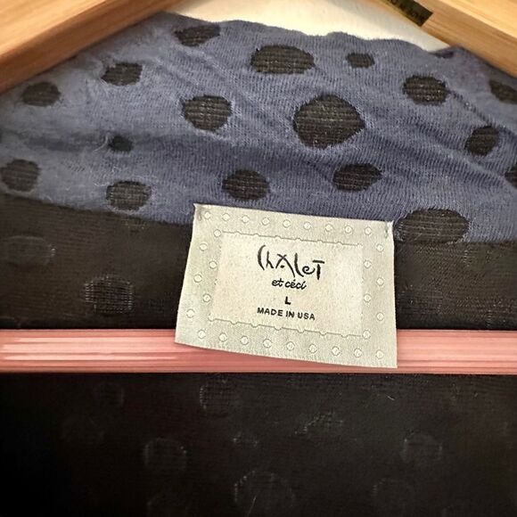 Unstructured lightweight jacket, fully lined. Cute polka dot detail.  Size L - Picture 3 of 3